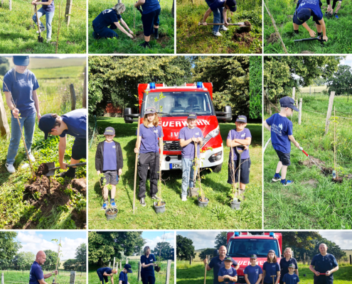 Jugendfeuerwehr Rom pflanzt Obstbäumchen im Rahmen der Apfelbaum-Challenge